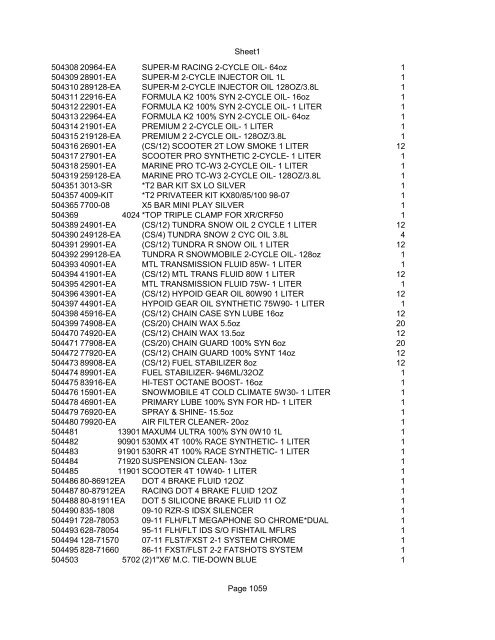 Sheet1 Page 1 SKU OEM DESCRIPTION CASE QTY 27 16770-66 ...