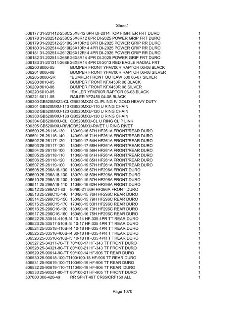 Sheet1 Page 1 SKU OEM DESCRIPTION CASE QTY 27 16770-66 ...