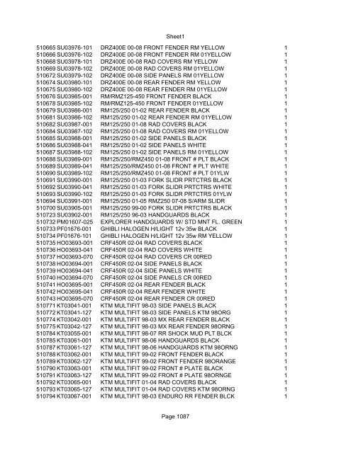 Sheet1 Page 1 SKU OEM DESCRIPTION CASE QTY 27 16770-66 ...