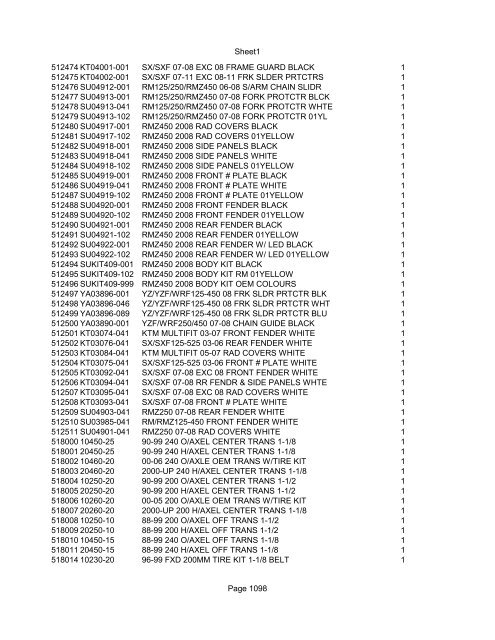 Sheet1 Page 1 SKU OEM DESCRIPTION CASE QTY 27 16770-66 ...