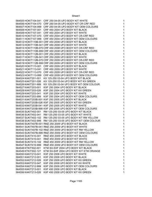 Sheet1 Page 1 SKU OEM DESCRIPTION CASE QTY 27 16770-66 ...