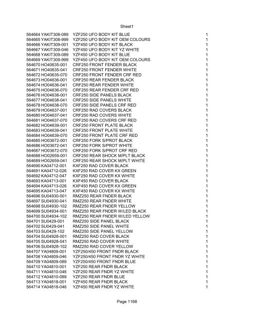 Sheet1 Page 1 SKU OEM DESCRIPTION CASE QTY 27 16770-66 ...