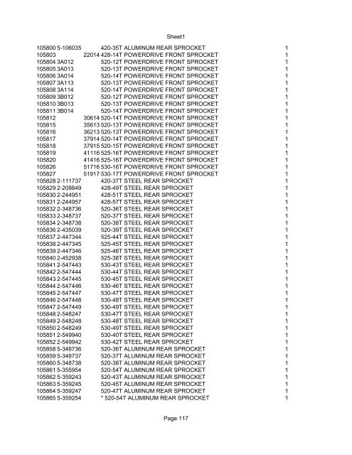 Sheet1 Page 1 SKU OEM DESCRIPTION CASE QTY 27 16770-66 ...