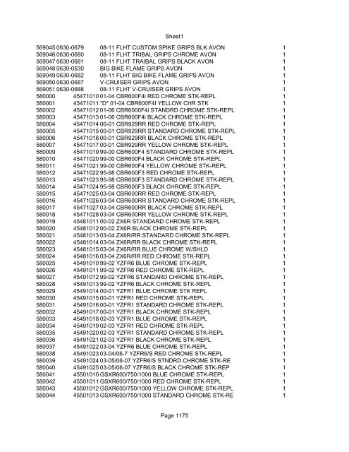 Sheet1 Page 1 SKU OEM DESCRIPTION CASE QTY 27 16770-66 ...