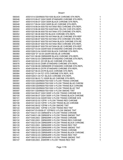 Sheet1 Page 1 SKU OEM DESCRIPTION CASE QTY 27 16770-66 ...