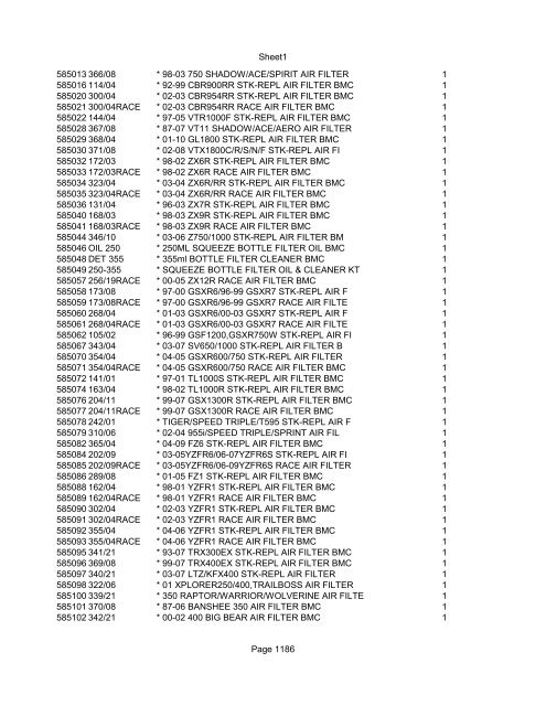 Sheet1 Page 1 SKU OEM DESCRIPTION CASE QTY 27 16770-66 ...