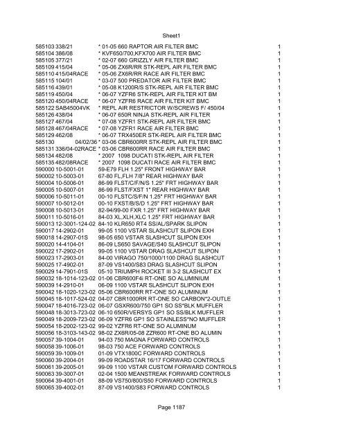 Sheet1 Page 1 SKU OEM DESCRIPTION CASE QTY 27 16770-66 ...