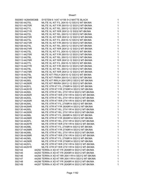 Sheet1 Page 1 SKU OEM DESCRIPTION CASE QTY 27 16770-66 ...