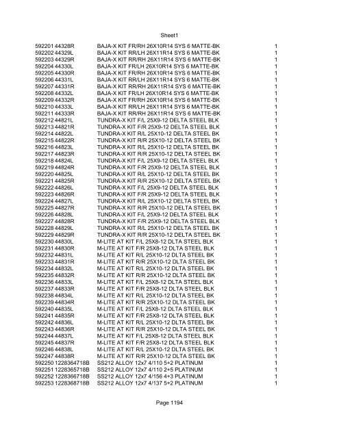 Sheet1 Page 1 SKU OEM DESCRIPTION CASE QTY 27 16770-66 ...