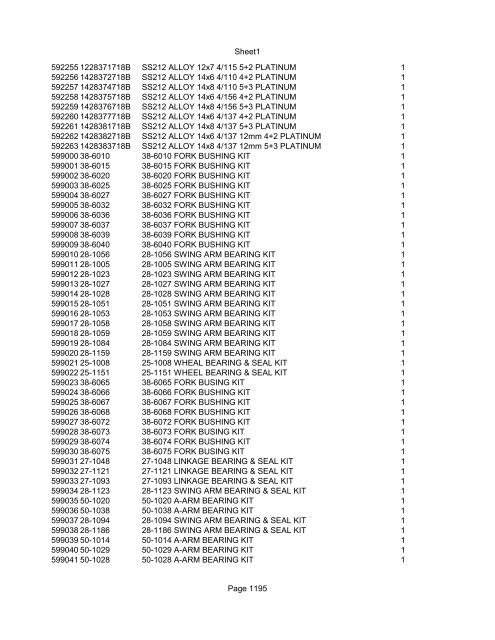 Sheet1 Page 1 SKU OEM DESCRIPTION CASE QTY 27 16770-66 ...