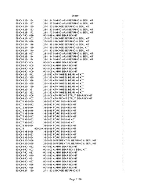 Sheet1 Page 1 SKU OEM DESCRIPTION CASE QTY 27 16770-66 ...