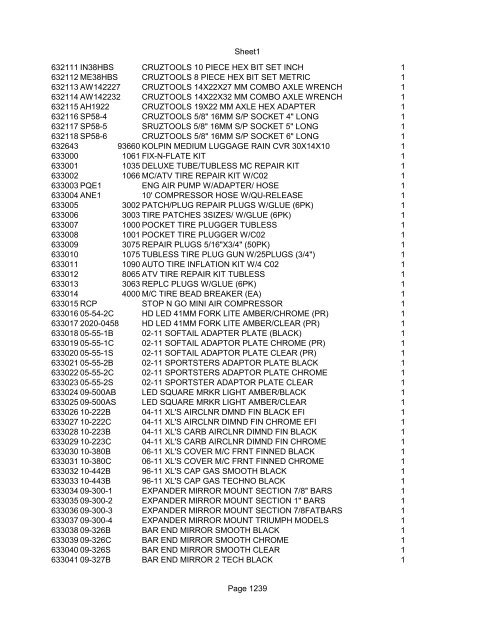 Sheet1 Page 1 SKU OEM DESCRIPTION CASE QTY 27 16770-66 ...