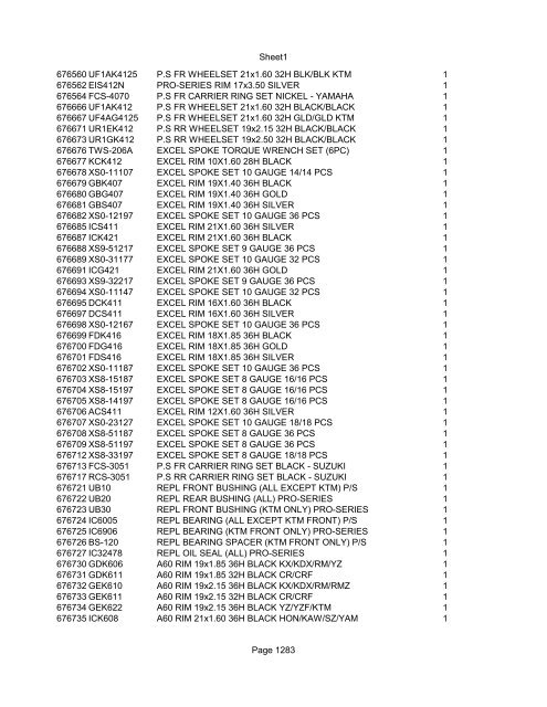 Sheet1 Page 1 SKU OEM DESCRIPTION CASE QTY 27 16770-66 ...