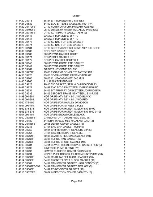 Sheet1 Page 1 SKU OEM DESCRIPTION CASE QTY 27 16770-66 ...