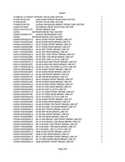 Sheet1 Page 1 SKU OEM DESCRIPTION CASE QTY 27 16770-66 ...