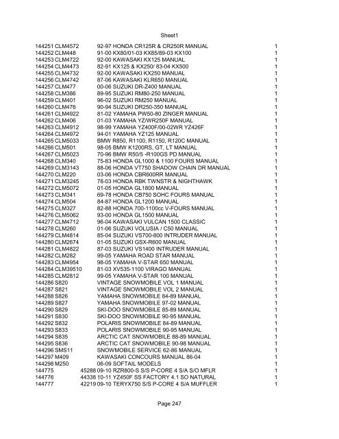 Sheet1 Page 1 SKU OEM DESCRIPTION CASE QTY 27 16770-66 ...