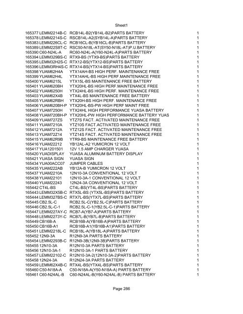 Sheet1 Page 1 SKU OEM DESCRIPTION CASE QTY 27 16770-66 ...