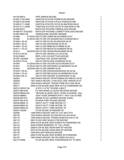 Sheet1 Page 1 SKU OEM DESCRIPTION CASE QTY 27 16770-66 ...