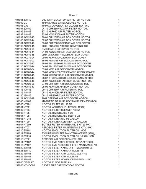 Sheet1 Page 1 SKU OEM DESCRIPTION CASE QTY 27 16770-66 ...