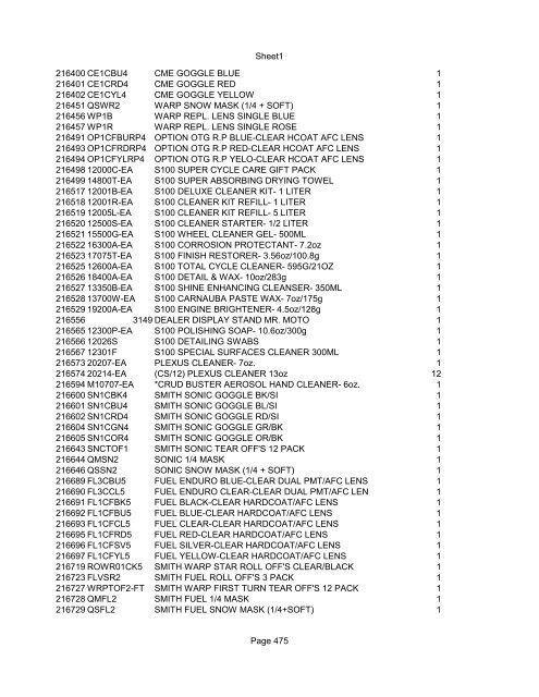 Sheet1 Page 1 SKU OEM DESCRIPTION CASE QTY 27 16770-66 ...