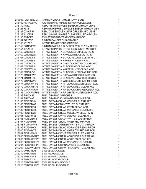 Sheet1 Page 1 SKU OEM DESCRIPTION CASE QTY 27 16770-66 ...