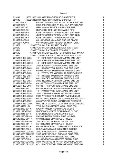 Sheet1 Page 1 SKU OEM DESCRIPTION CASE QTY 27 16770-66 ...