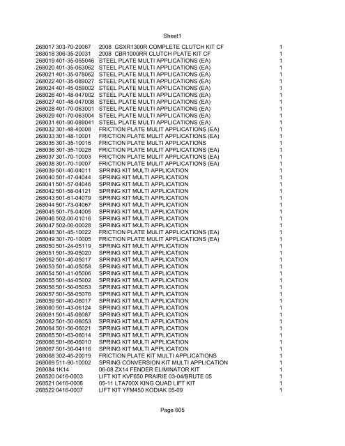 Sheet1 Page 1 SKU OEM DESCRIPTION CASE QTY 27 16770-66 ...