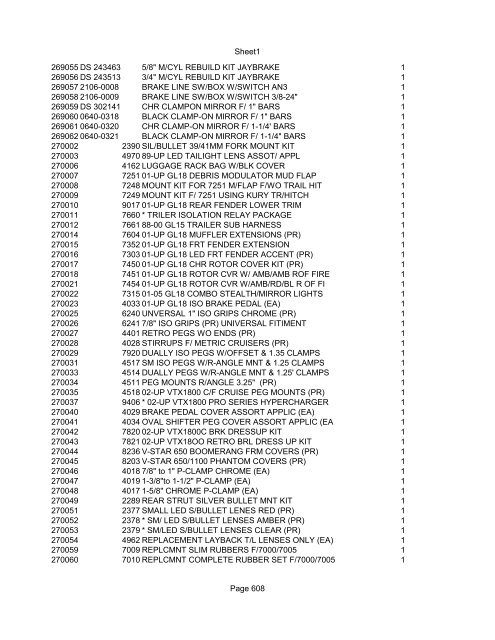 Sheet1 Page 1 SKU OEM DESCRIPTION CASE QTY 27 16770-66 ...