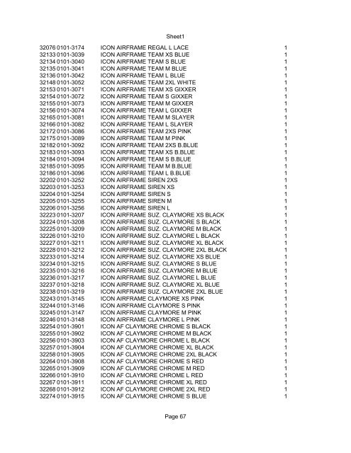 Sheet1 Page 1 SKU OEM DESCRIPTION CASE QTY 27 16770-66 ...