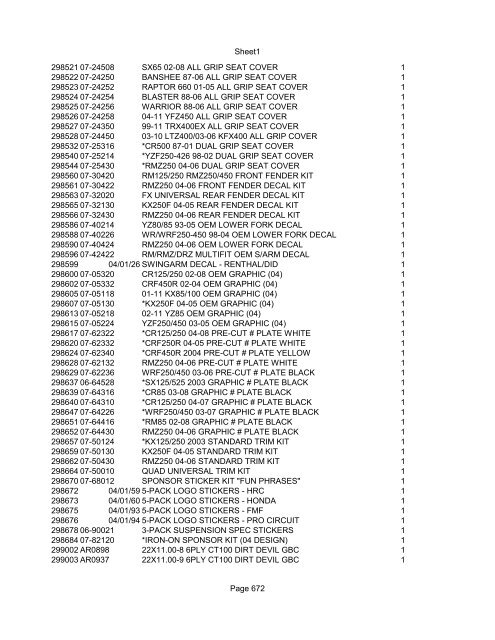 Sheet1 Page 1 SKU OEM DESCRIPTION CASE QTY 27 16770-66 ...