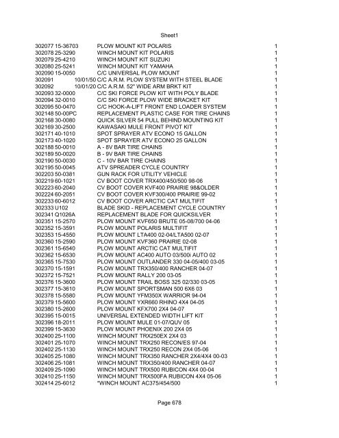 Sheet1 Page 1 SKU OEM DESCRIPTION CASE QTY 27 16770-66 ...