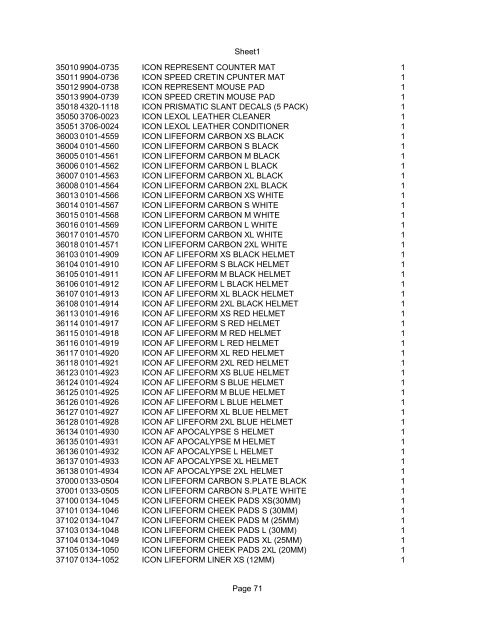 Sheet1 Page 1 SKU OEM DESCRIPTION CASE QTY 27 16770-66 ...