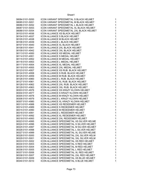 Sheet1 Page 1 SKU OEM DESCRIPTION CASE QTY 27 16770-66 ...