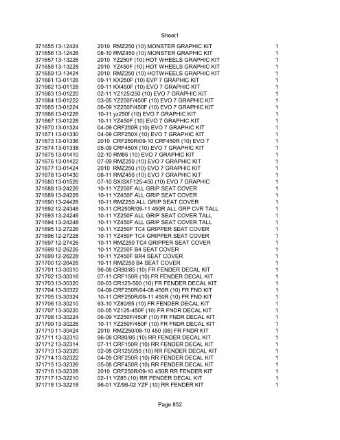 Sheet1 Page 1 SKU OEM DESCRIPTION CASE QTY 27 16770-66 ...