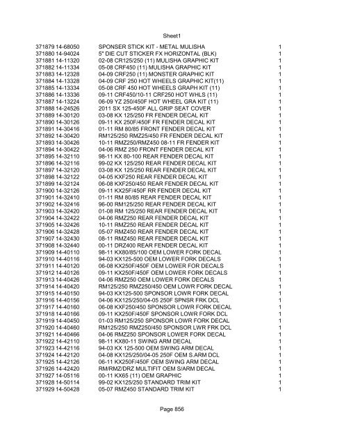 Sheet1 Page 1 SKU OEM DESCRIPTION CASE QTY 27 16770-66 ...