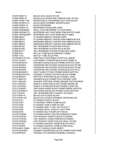 Sheet1 Page 1 SKU OEM DESCRIPTION CASE QTY 27 16770-66 ...