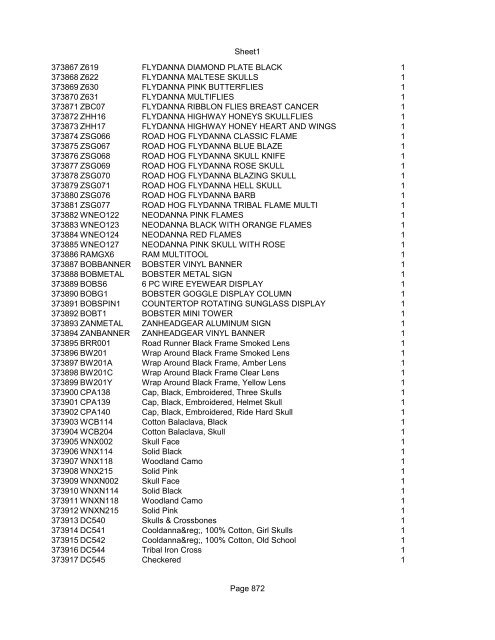 Sheet1 Page 1 SKU OEM DESCRIPTION CASE QTY 27 16770-66 ...