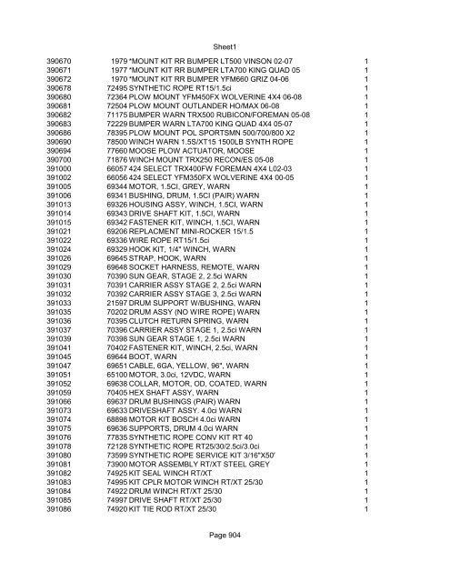 Sheet1 Page 1 SKU OEM DESCRIPTION CASE QTY 27 16770-66 ...