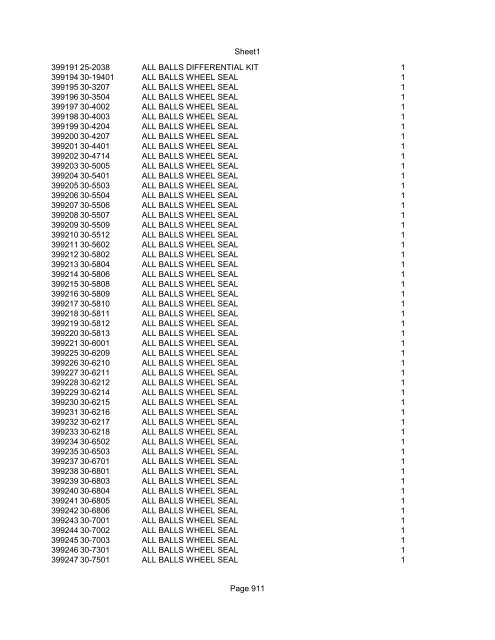 Sheet1 Page 1 SKU OEM DESCRIPTION CASE QTY 27 16770-66 ...