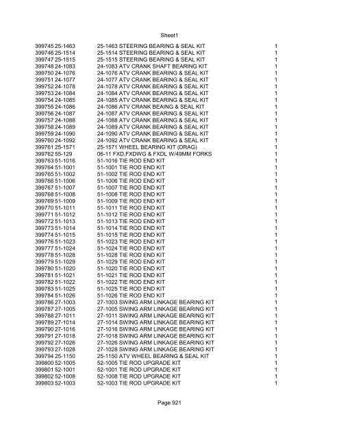 Sheet1 Page 1 SKU OEM DESCRIPTION CASE QTY 27 16770-66 ...