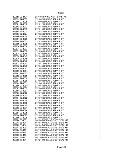 Sheet1 Page 1 SKU OEM DESCRIPTION CASE QTY 27 16770-66 ...