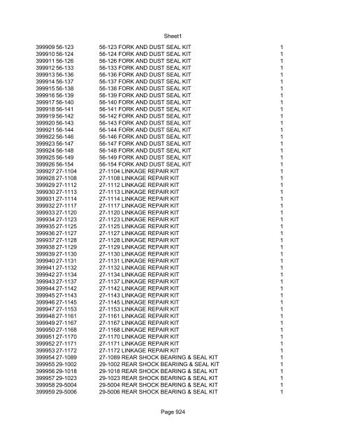 Sheet1 Page 1 SKU OEM DESCRIPTION CASE QTY 27 16770-66 ...