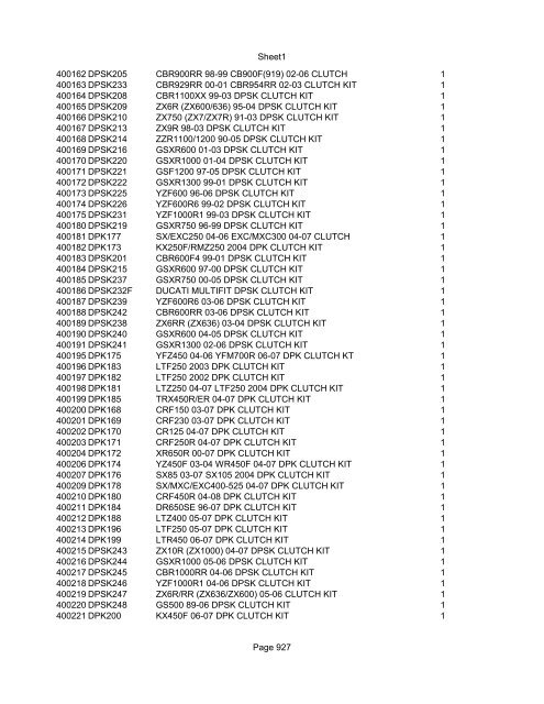 Sheet1 Page 1 SKU OEM DESCRIPTION CASE QTY 27 16770-66 ...