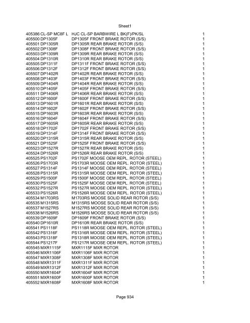 Sheet1 Page 1 SKU OEM DESCRIPTION CASE QTY 27 16770-66 ...