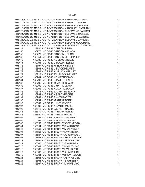 Sheet1 Page 1 SKU OEM DESCRIPTION CASE QTY 27 16770-66 ...