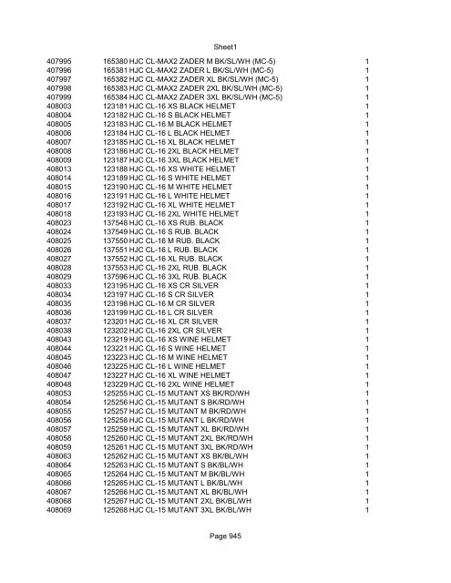 Sheet1 Page 1 SKU OEM DESCRIPTION CASE QTY 27 16770-66 ...