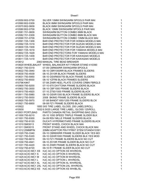 Sheet1 Page 1 SKU OEM DESCRIPTION CASE QTY 27 16770-66 ...