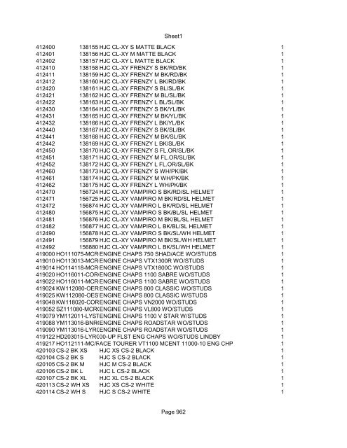 Sheet1 Page 1 SKU OEM DESCRIPTION CASE QTY 27 16770-66 ...