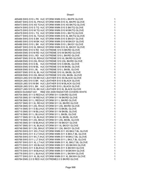 Sheet1 Page 1 SKU OEM DESCRIPTION CASE QTY 27 16770-66 ...