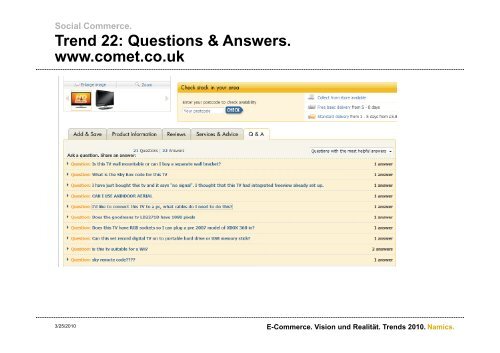 Trends im E-Commerce 2010 - Namics
